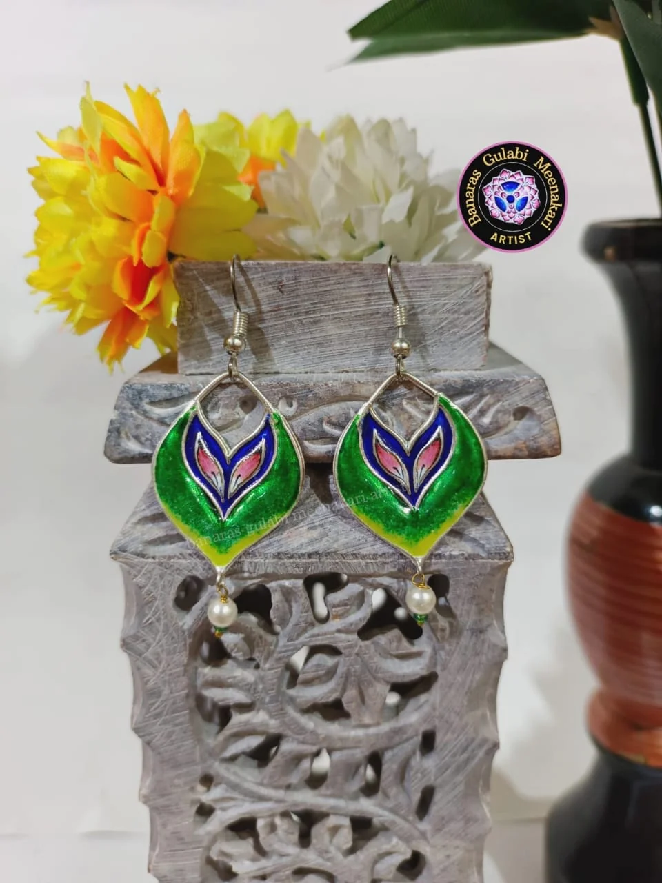 Gulabi Meenakari Earring